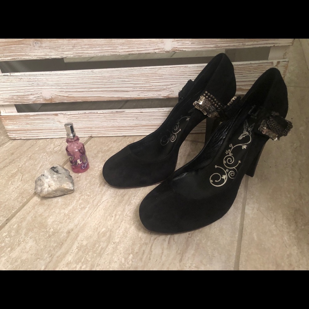Tibi New York Black Heels With Silver Detailing